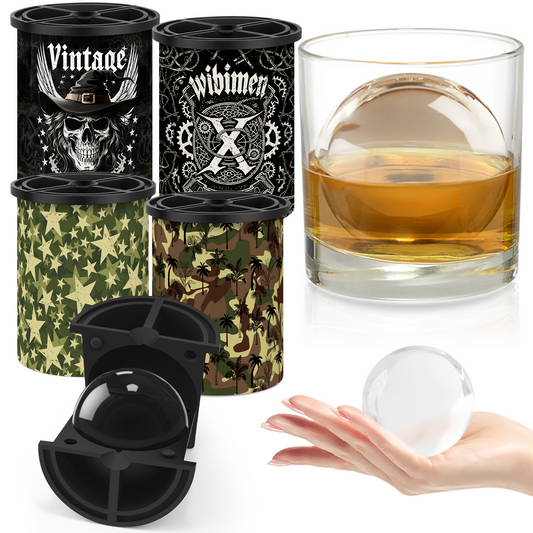 Patented 4Pack Large Clear Ice Cube Molds, Ice Ball Maker Mold for Whiskey Lover, 2.5" Stainless Steel Ice Maker, Non-bpa & Easy-release Old Fashioned Ice Cube Mold