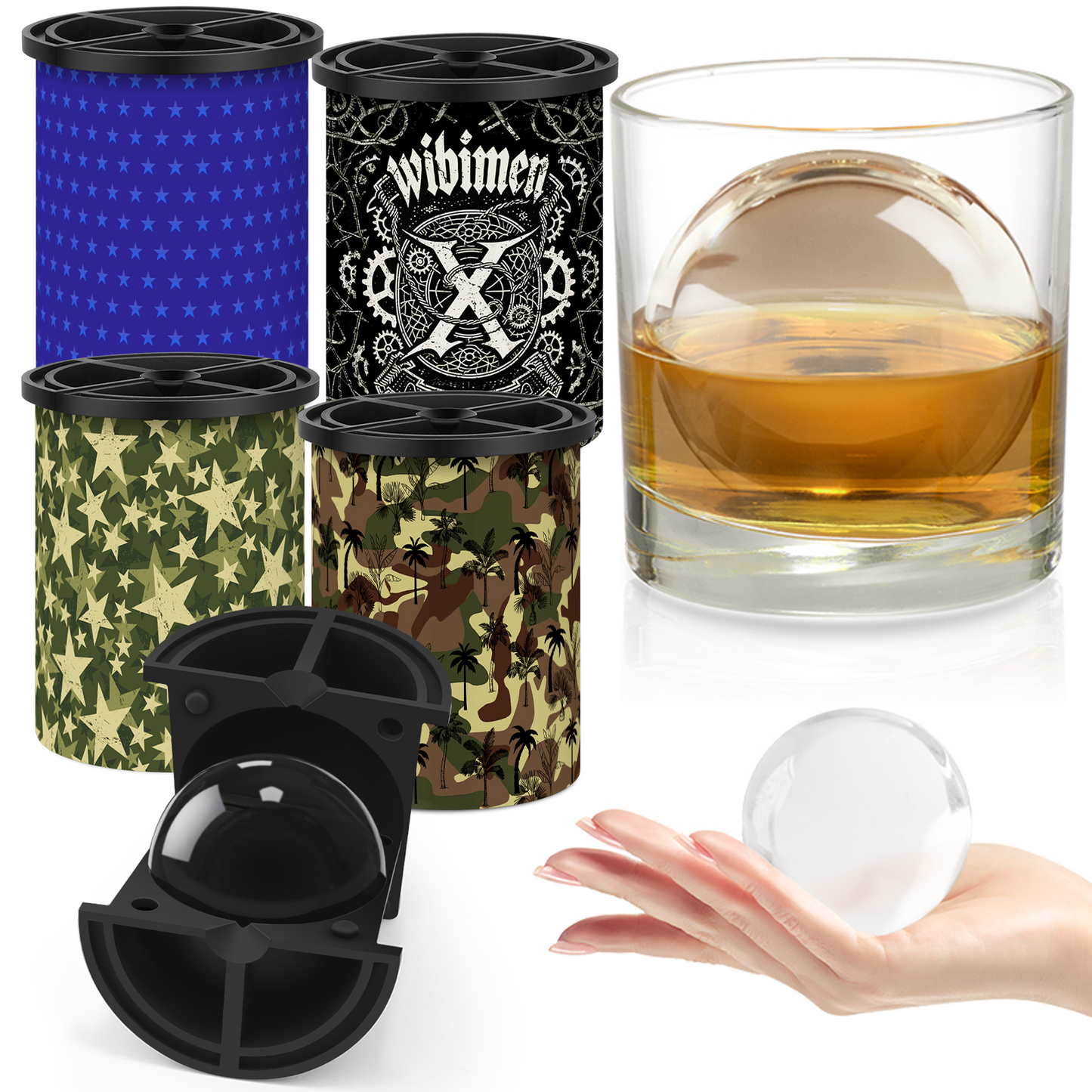 Patented 4Pack Large Clear Ice Cube Molds, Ice Ball Maker Mold for Whiskey Lover, 2.5" Stainless Steel Ice Maker, Non-bpa & Easy-release Old Fashioned Ice Cube Mold