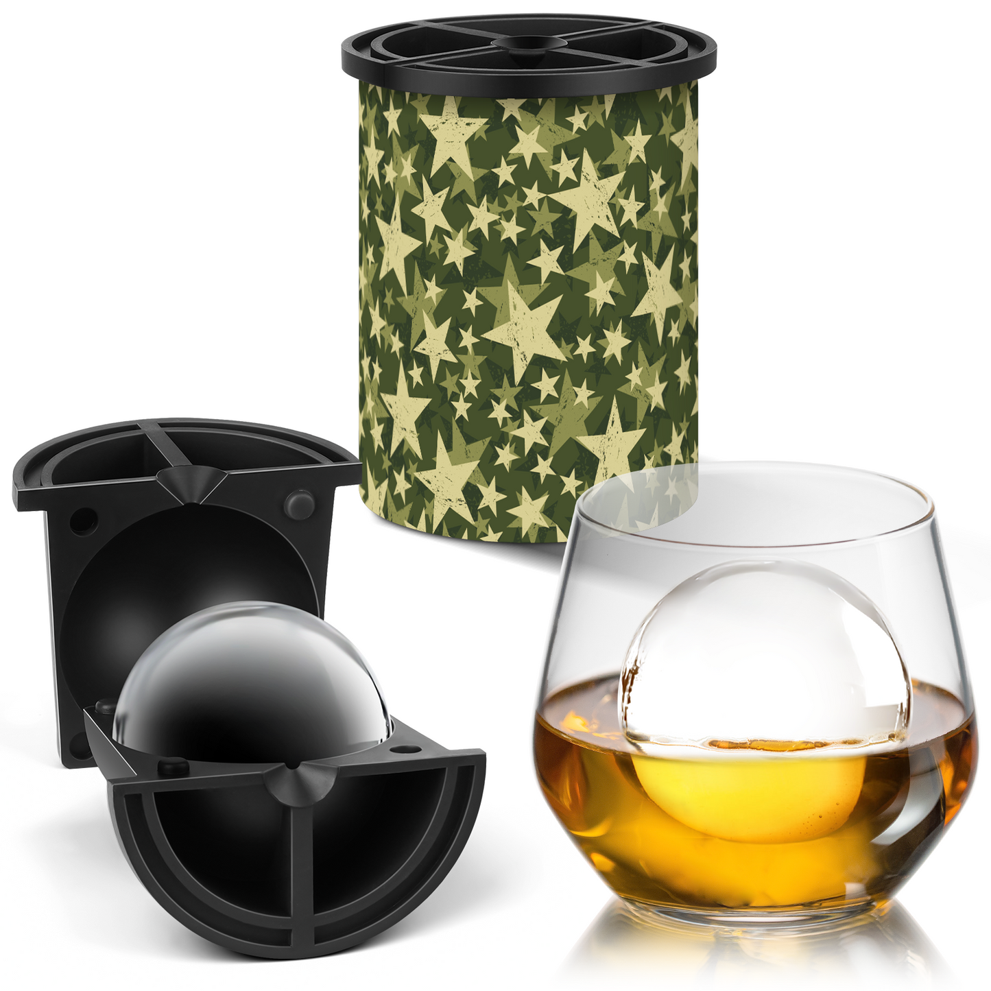 Patented Multi-style Clear Ice Cube Maker - 2.5" Ball - Stainless Steel - Compact Design - for Whiskey, Cocktail, Bourbon
