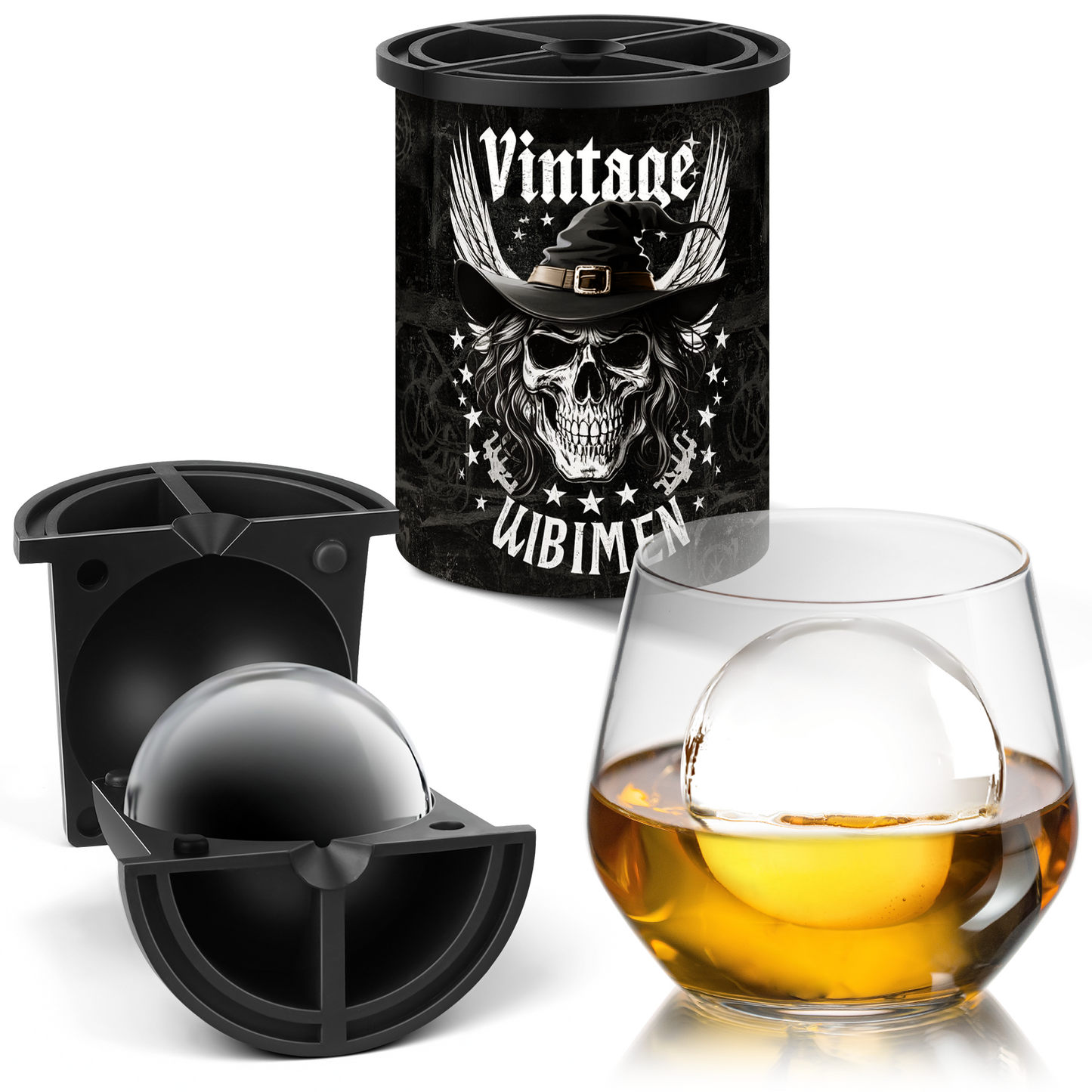 Patented Multi-style Clear Ice Cube Maker - 2.5" Ball - Stainless Steel - Compact Design - for Whiskey, Cocktail, Bourbon