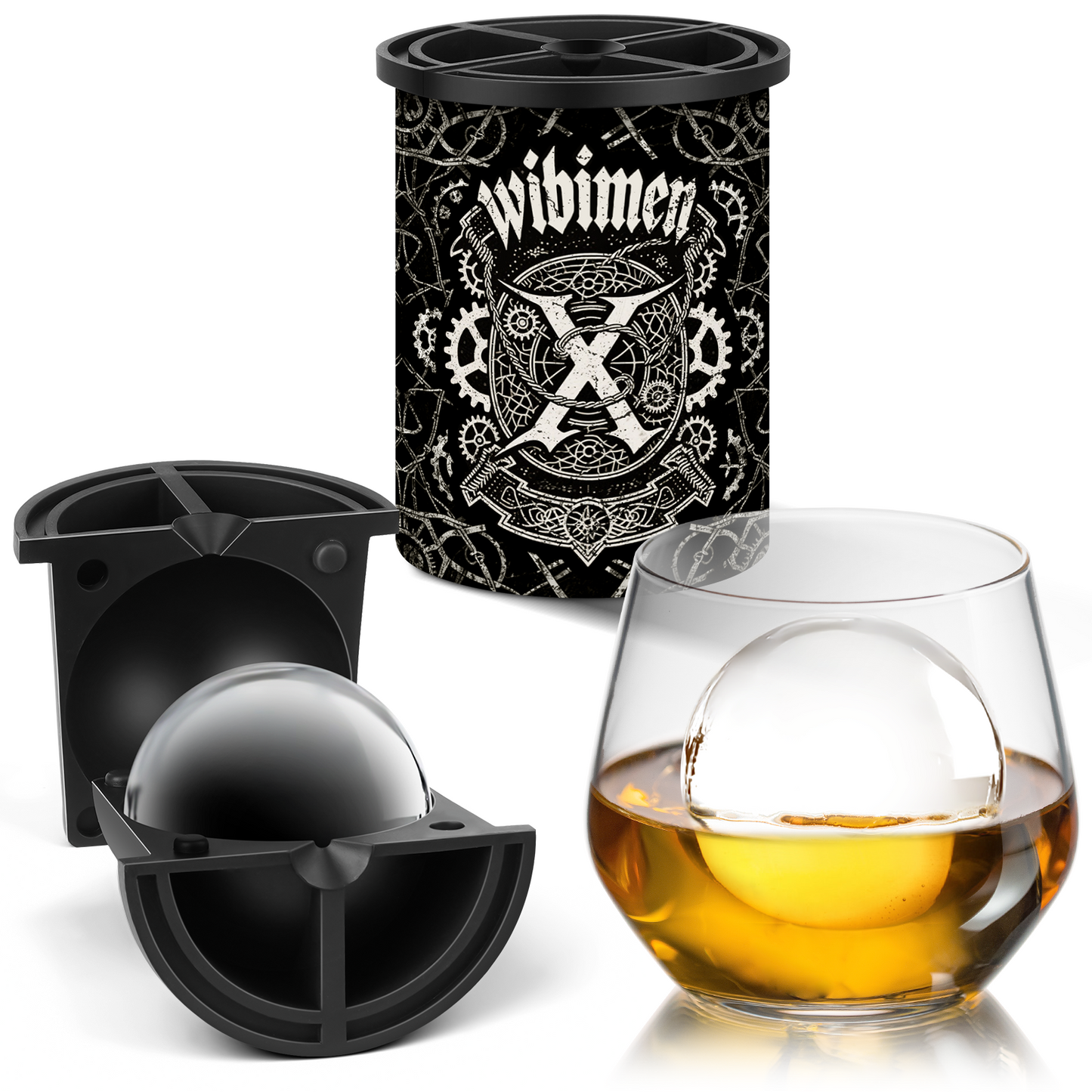 Patented Multi-style Clear Ice Cube Maker - 2.5" Ball - Stainless Steel - Compact Design - for Whiskey, Cocktail, Bourbon