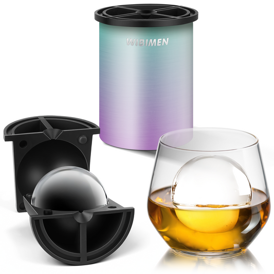 Patented Multi-style Clear Ice Cube Maker - 2.5" Ball - Stainless Steel - Compact Design - for Whiskey, Cocktail, Bourbon