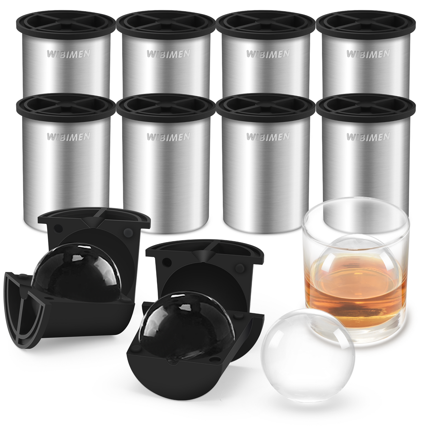 Patented Clear Ice Cube Maker - 2.5" Ball - Stainless Steel - Compact Design - for Whiskey, Cocktail, Bourbon