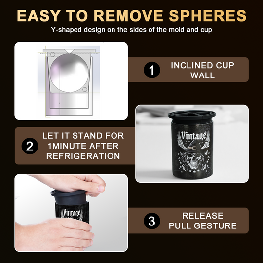 Patented 4Pack Large Clear Ice Cube Molds, Ice Ball Maker Mold for Whiskey Lover, 2.5" Stainless Steel Ice Maker, Non-bpa & Easy-release Old Fashioned Ice Cube Mold