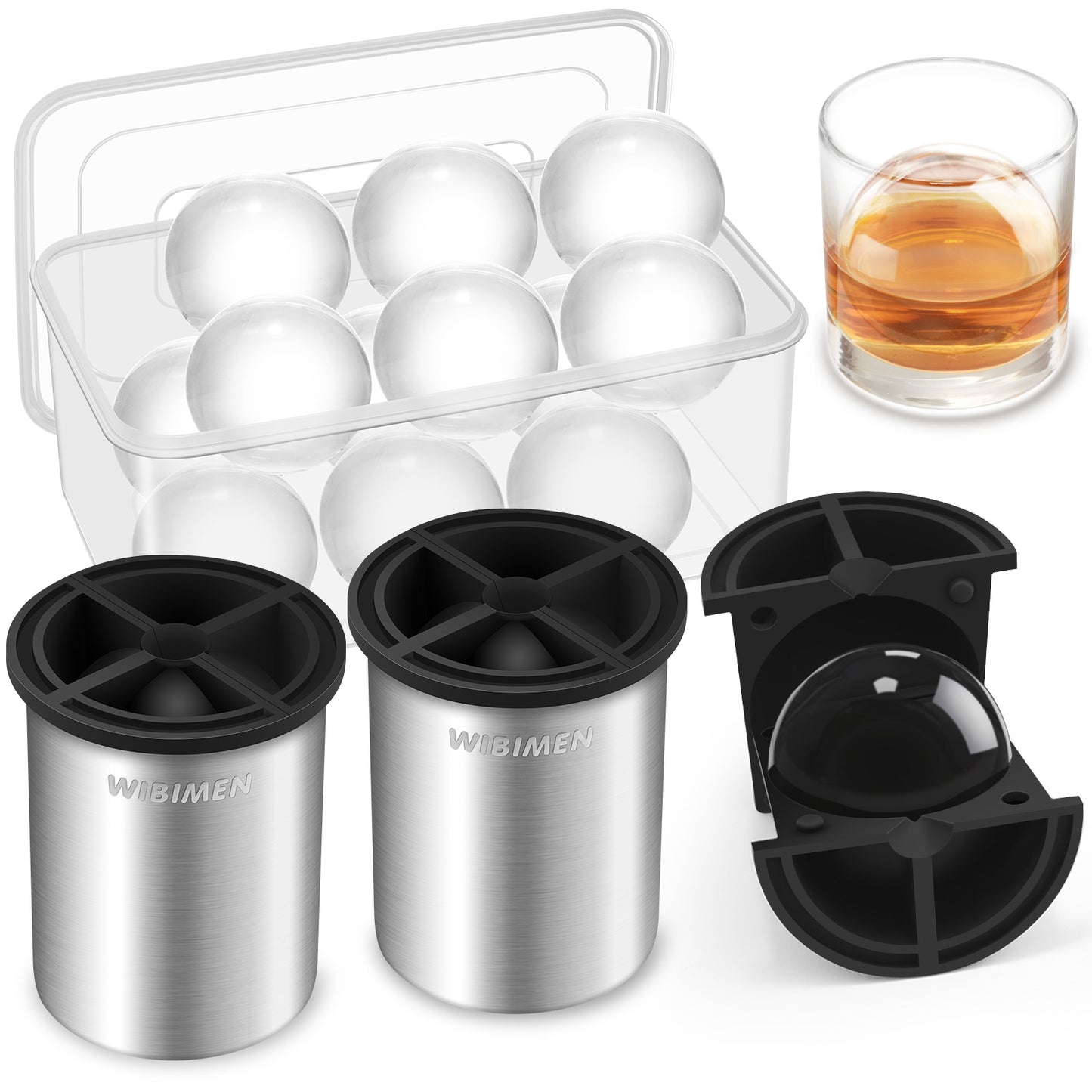 Patented Clear Ice Cube Maker - 2.5" Ball - Stainless Steel - Compact Design - for Whiskey, Cocktail, Bourbon