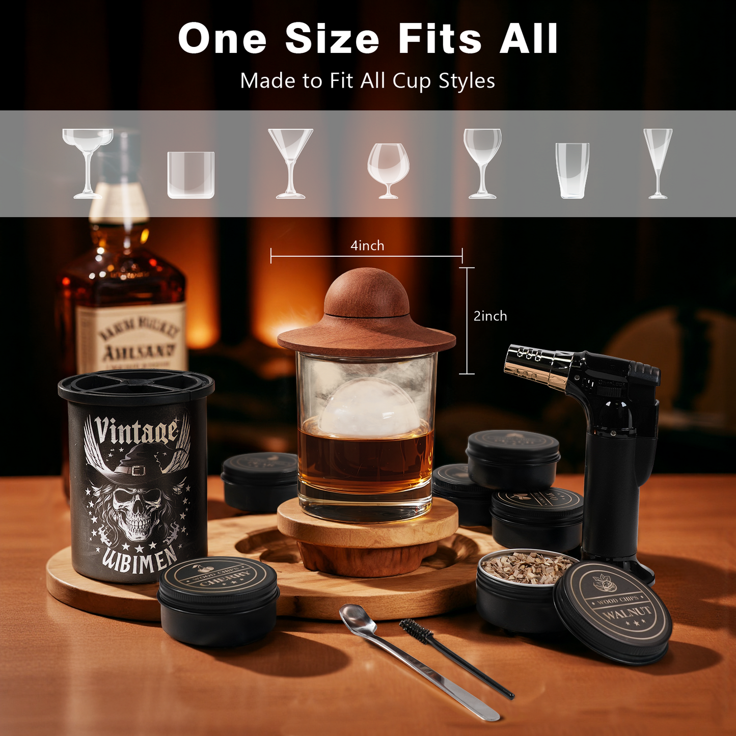 WIBIMEN Whiskey Ice Cubes Mold Set for Men, Dad, Husband, Men’s Gifts Set with Whiskey Glass, Clear Ice Cube Maker, and Greeting Card, Bourbon Gifts for Men,Old Fashioned Glass Set for Father