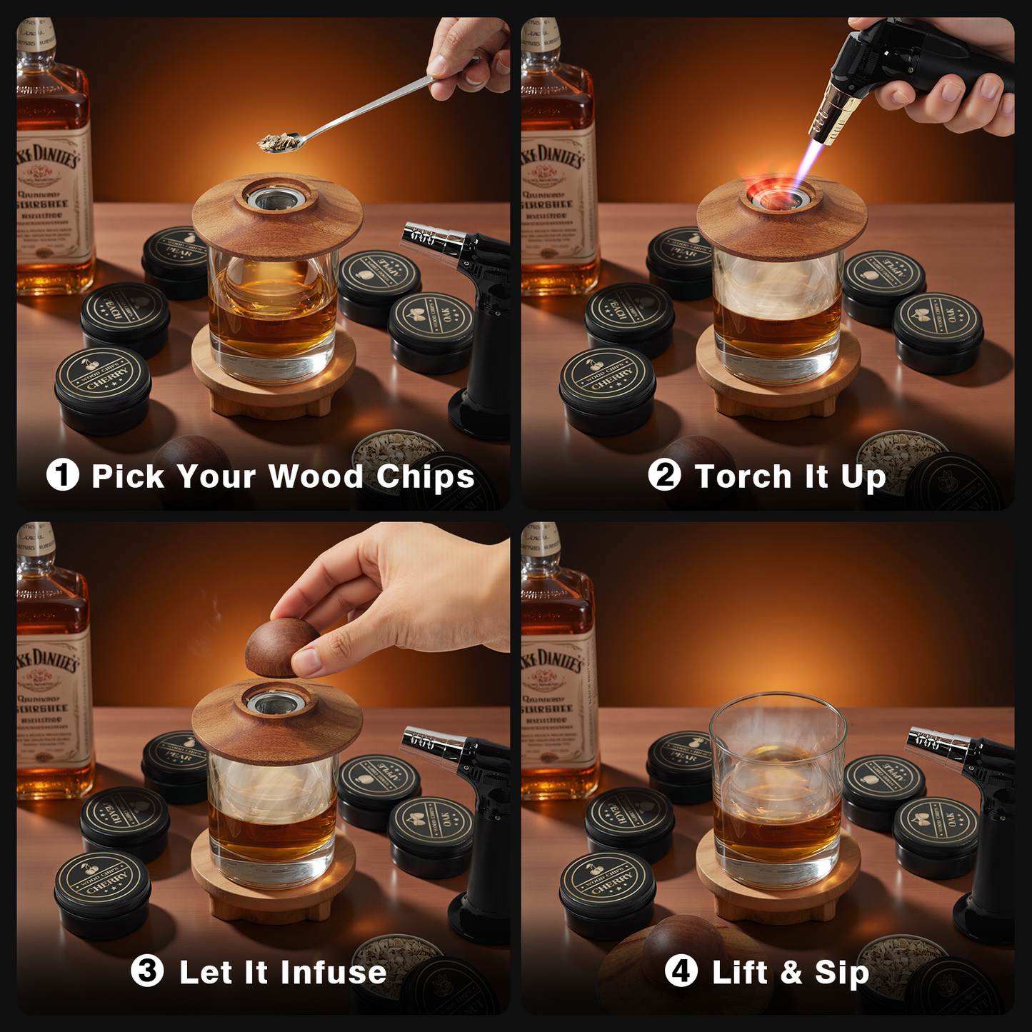 WIBIMEN Whiskey Ice Cubes Mold Set for Men, Dad, Husband, Men’s Gifts Set with Whiskey Glass, Clear Ice Cube Maker, and Greeting Card, Bourbon Gifts for Men,Old Fashioned Glass Set for Father