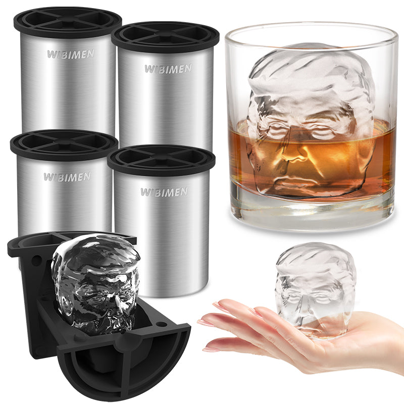 Patented Clear Ice Cube Maker, Funny Face 2" Stainless Steel Ice Maker for Old Fashioned Whiskey lover, Bourbon, Whiskey, Cocktail Gifts for Men on Birthday or Holiday