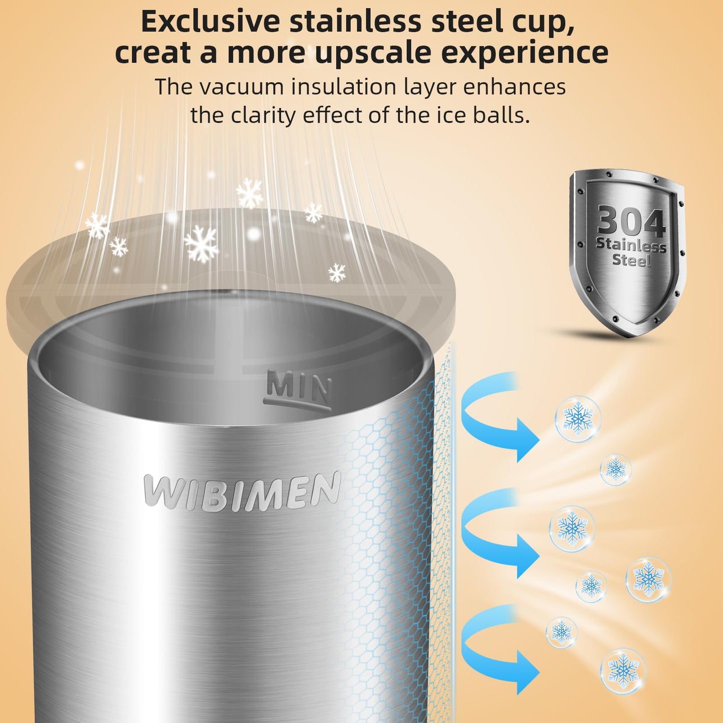 Patented Clear Ice Cube Maker - 2.5" Ball - Stainless Steel - Compact Design - for Whiskey, Cocktail, Bourbon