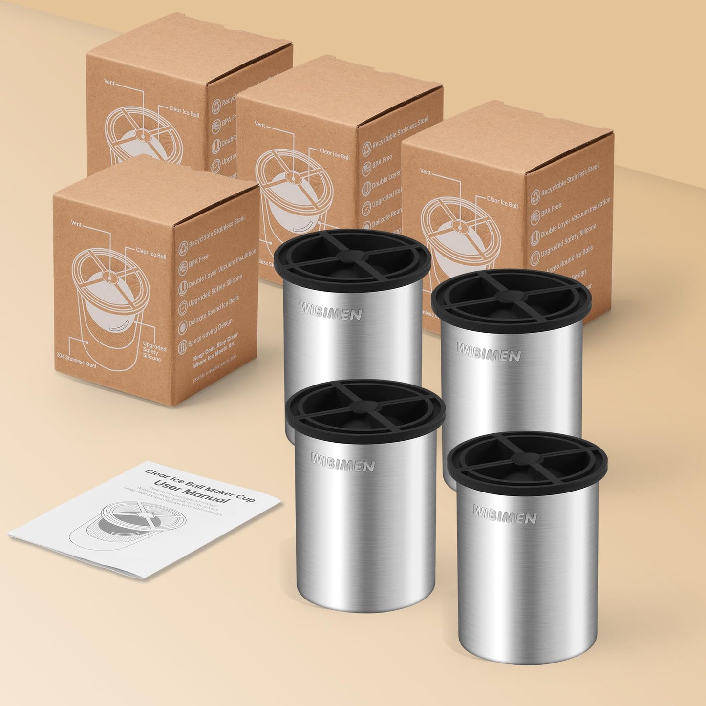 Patented Clear Ice Cube Maker - 2" Skull - Stainless Steel Clear Ice Maker - Compact Design - for Old Fashioned Whiskey Gifts, Cocktail, Bourbon