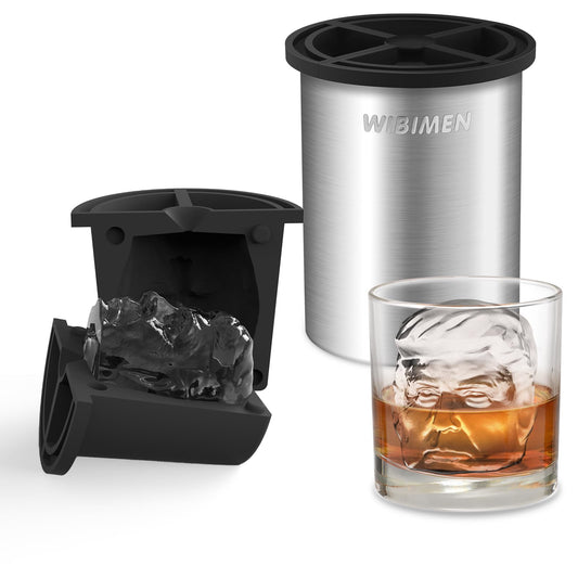 Patented Clear Ice Cube Maker, Funny Face 2" Stainless Steel Ice Maker for Old Fashioned Whiskey lover, Bourbon, Whiskey, Cocktail Gifts for Men on Birthday or Holiday