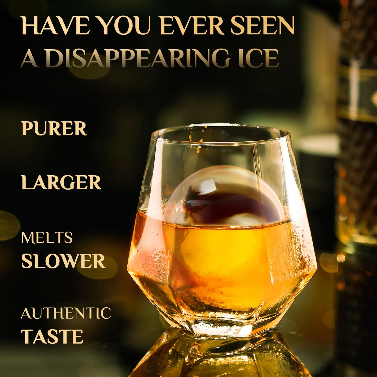 Patented Clear Ice Cube Maker, 2.5" Stainless Steel Ice Ball Maker Mold for Whiskey & Cocktails, Non-BPA Premium Silicone Ice Cube Molds, Easy-Release Sphere Ice Maker, Bourbon Gifts for Men(Black))