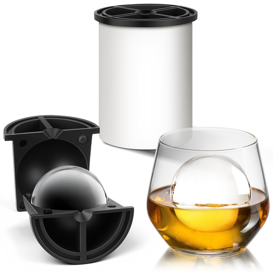 Patented Clear Ice Cube Maker, 2.5 Inch Stainless Steel Crystal Large Clear Ice Ball Maker, Silicone Ice Cube Mold for Cocktails, Drinks & Bourbon, Whiskey Gifts for Men（White）
