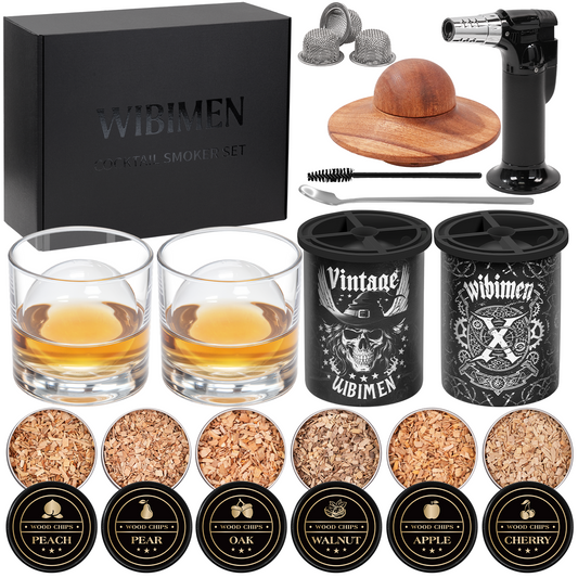 WIBIMEN Whiskey Ice Cubes Mold Set for Men, Dad, Husband, Men’s Gifts Set with Whiskey Glass, Clear Ice Cube Maker, and Greeting Card, Bourbon Gifts for Men，Old Fashioned Glass Set for Father