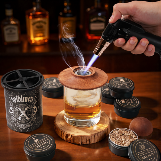 WIBIMEN Whiskey Ice Cubes Mold Set for Men, Dad, Husband, Men’s Gifts Set with Whiskey Glass, Clear Ice Cube Maker, and Greeting Card, Bourbon Gifts for Men，Old Fashioned Glass Set for Father