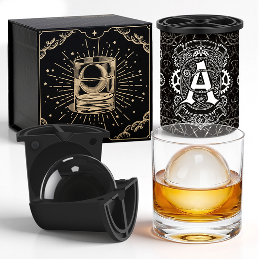 Clear Ice Cube Maker - 2.5" Ball - Initial A Gift Box - WIBIMEN