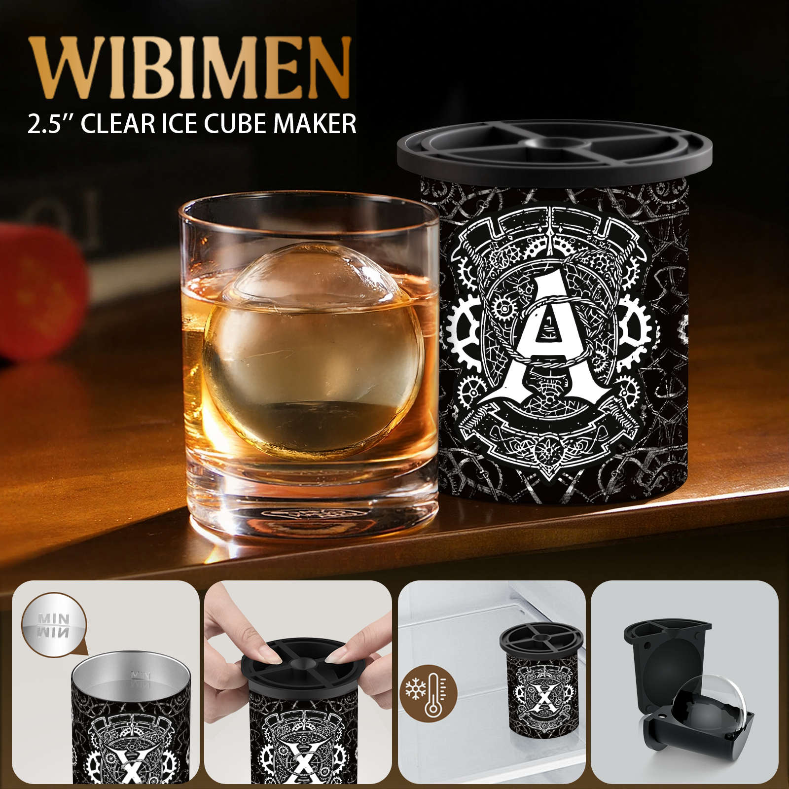 A Initial Clear Ice Cube Maker - 2.5" Ball