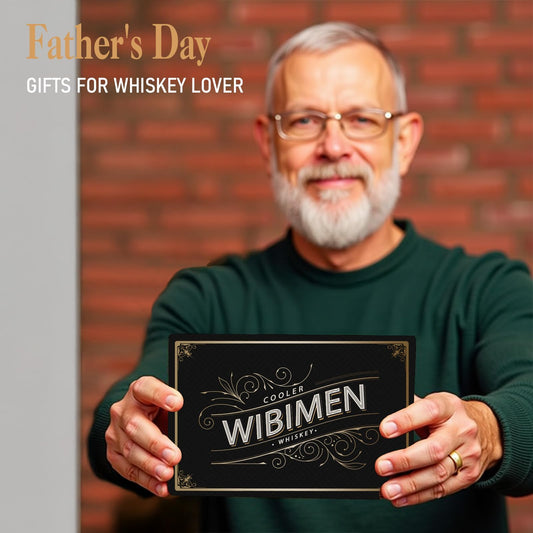 WIBIMEN Whiskey Ice Cubes Mold Set for Men, Dad, Husband, Men’s Gifts Set with Whiskey Glass, Clear Ice Cube Maker, and Greeting Card, Bourbon Gifts for Men，Old Fashioned Glass Set for Father