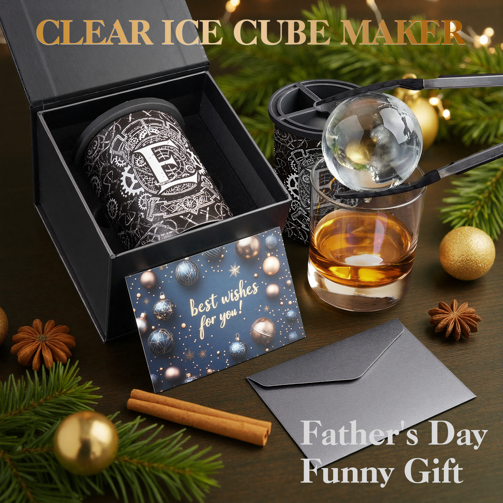 E Initial Clear Ice Cube Maker - 2.5" Ball
