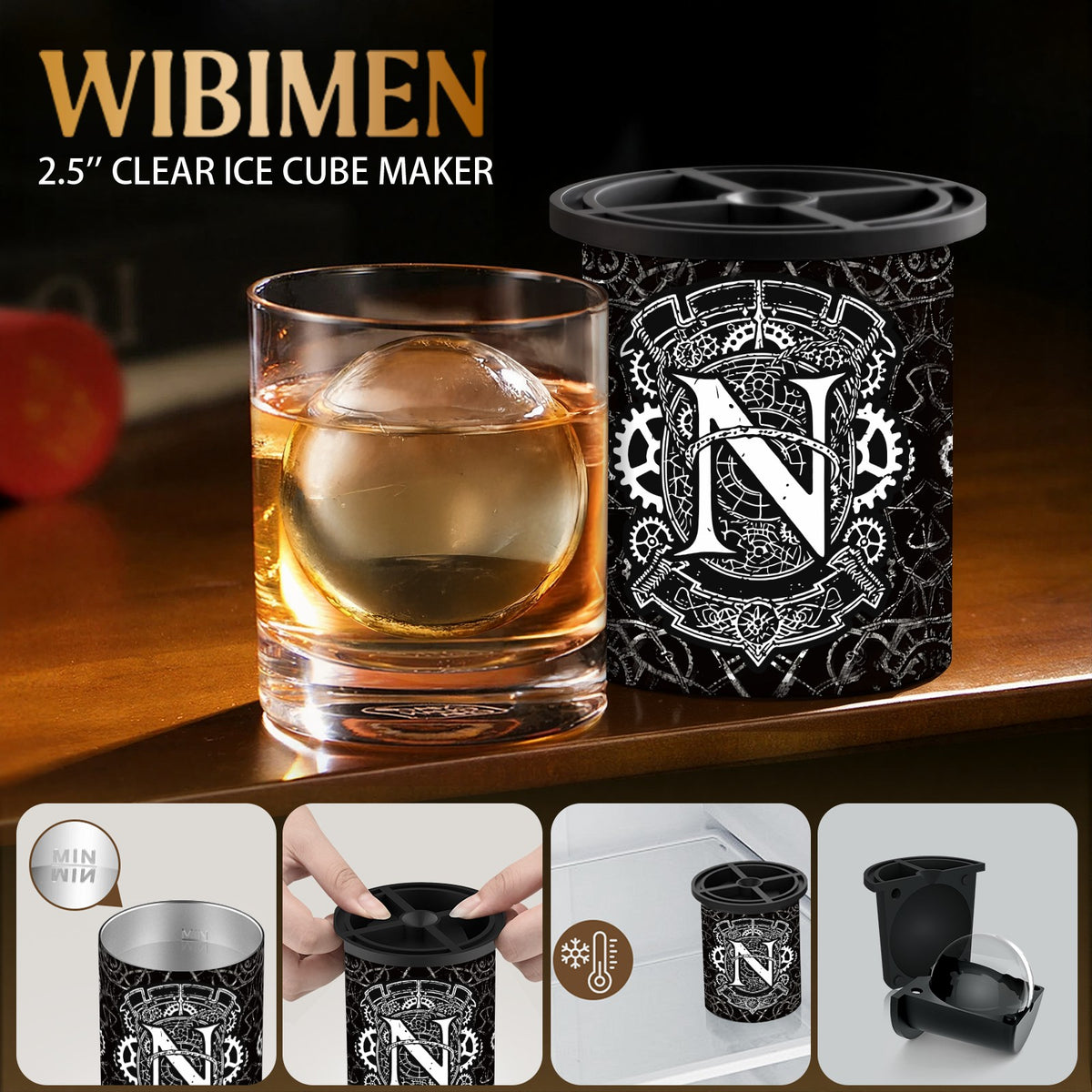 WIBIMEN clear ice maker gift set with letter design