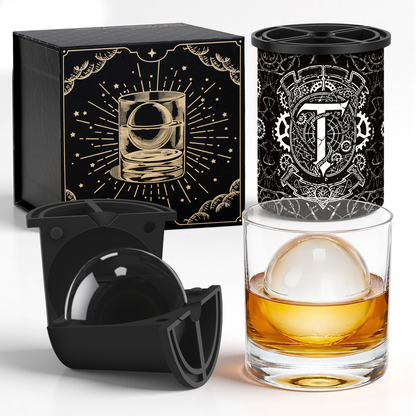 Clear Ice Cube Maker - 2.5" Ball - Initial T Gift Box - WIBIMEN