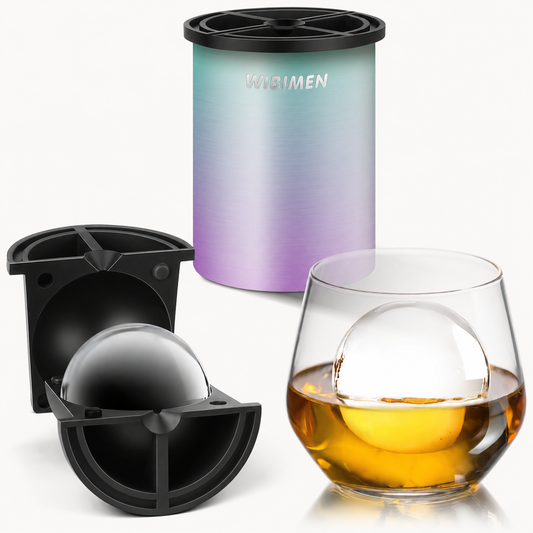 Patented Multi-style Clear Ice Cube Maker - 2.5" Ball - Stainless Steel - Compact Design - for Whiskey, Cocktail, Bourbon