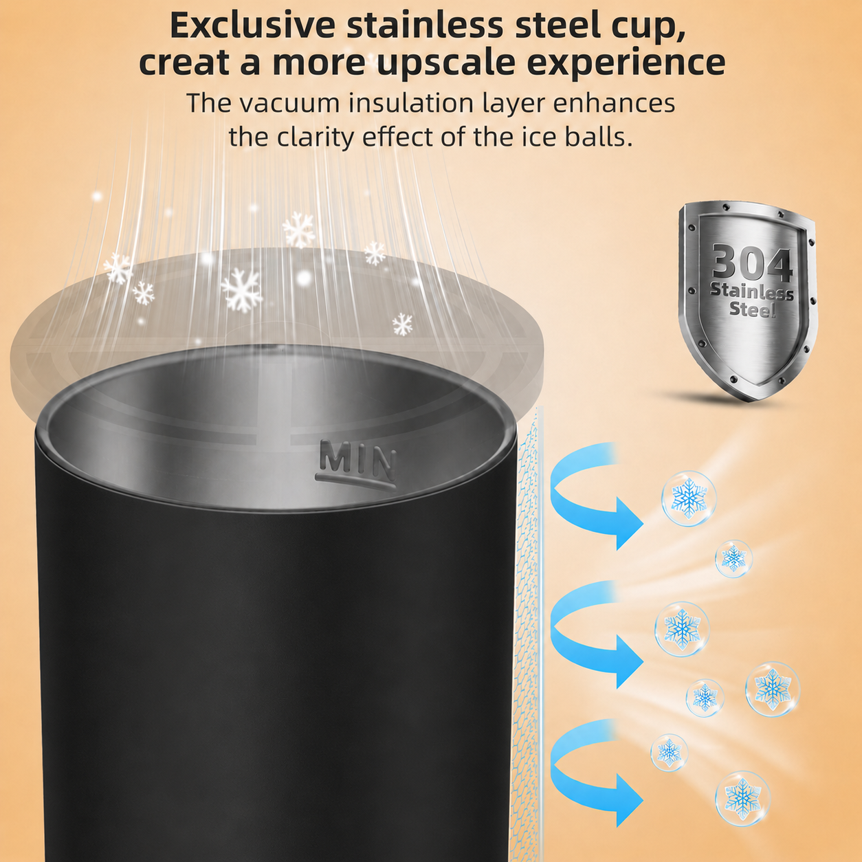 Clear Ice Cube Maker - 2.5" Ball - Black - WIBIMEN