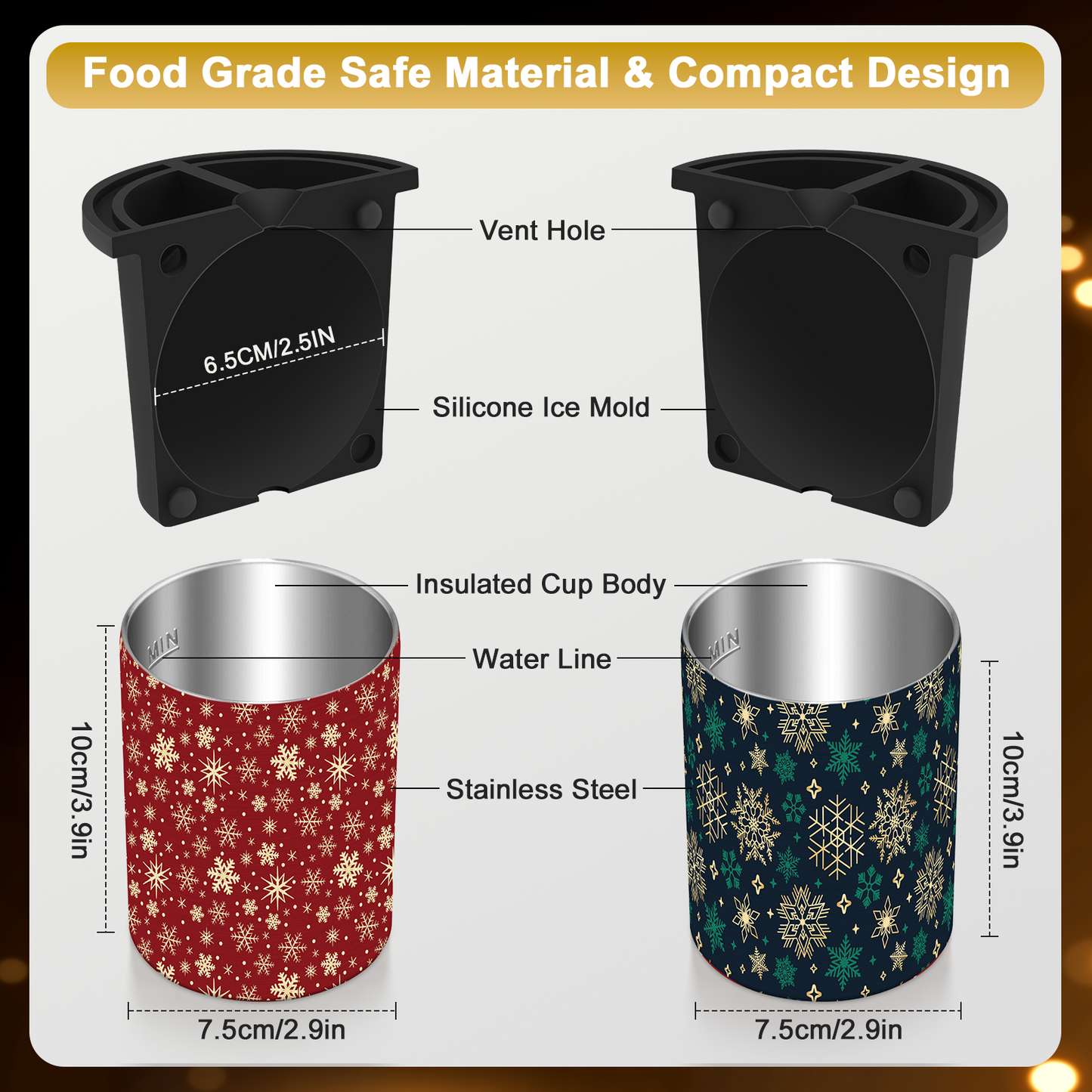 Clear Ice Cube Maker 2-PACK - Christmas Snow - WIBIMEN