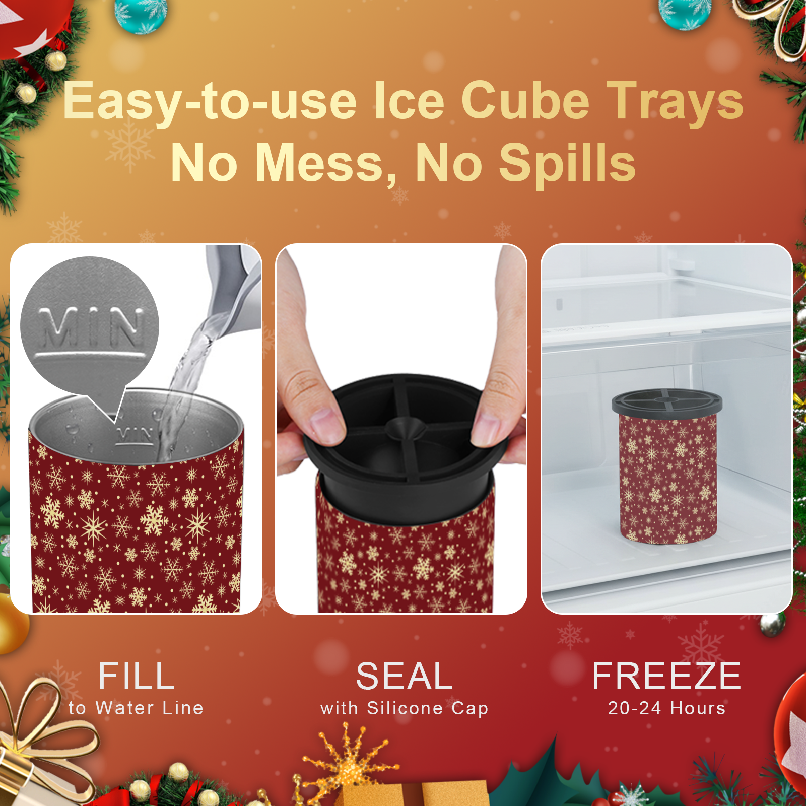 Clear Ice Cube Maker 2-PACK - Christmas Snow - WIBIMEN