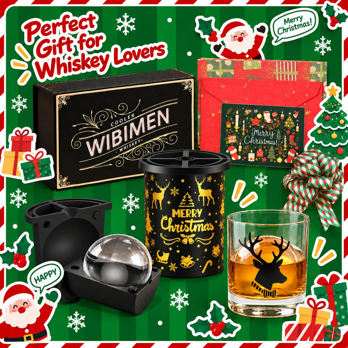 Christmas Gift Set - Ice Maker & Glass - Merry Christmas