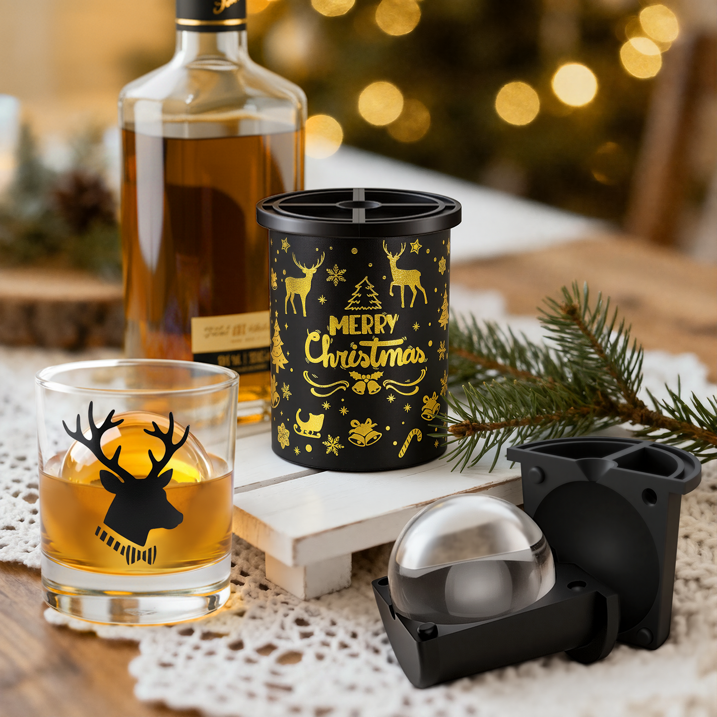 Christmas Gift Set - Ice Maker & Glass - Merry Christmas - WIBIMEN