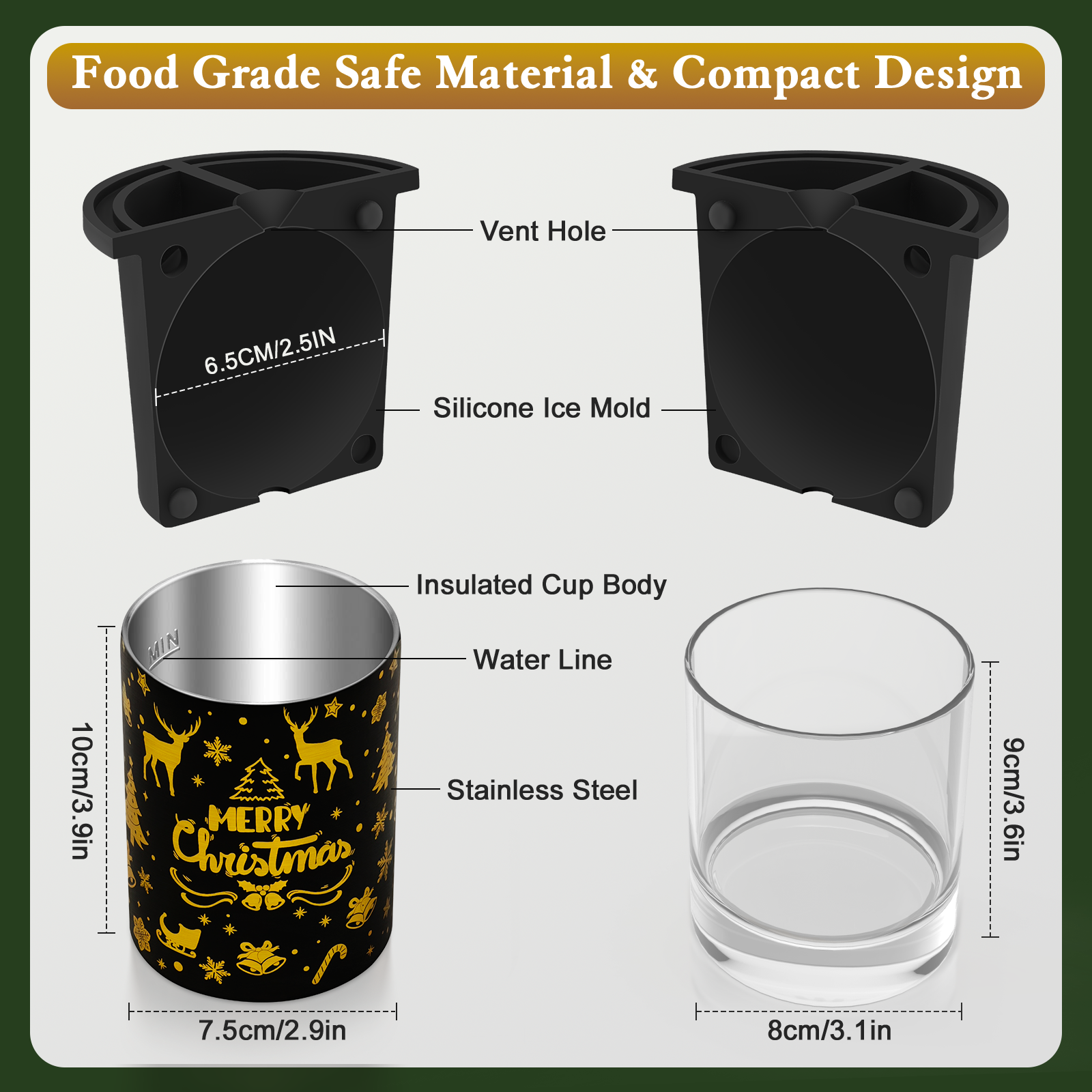 Christmas Gift Set - Ice Maker & Glass - Merry Christmas - WIBIMEN