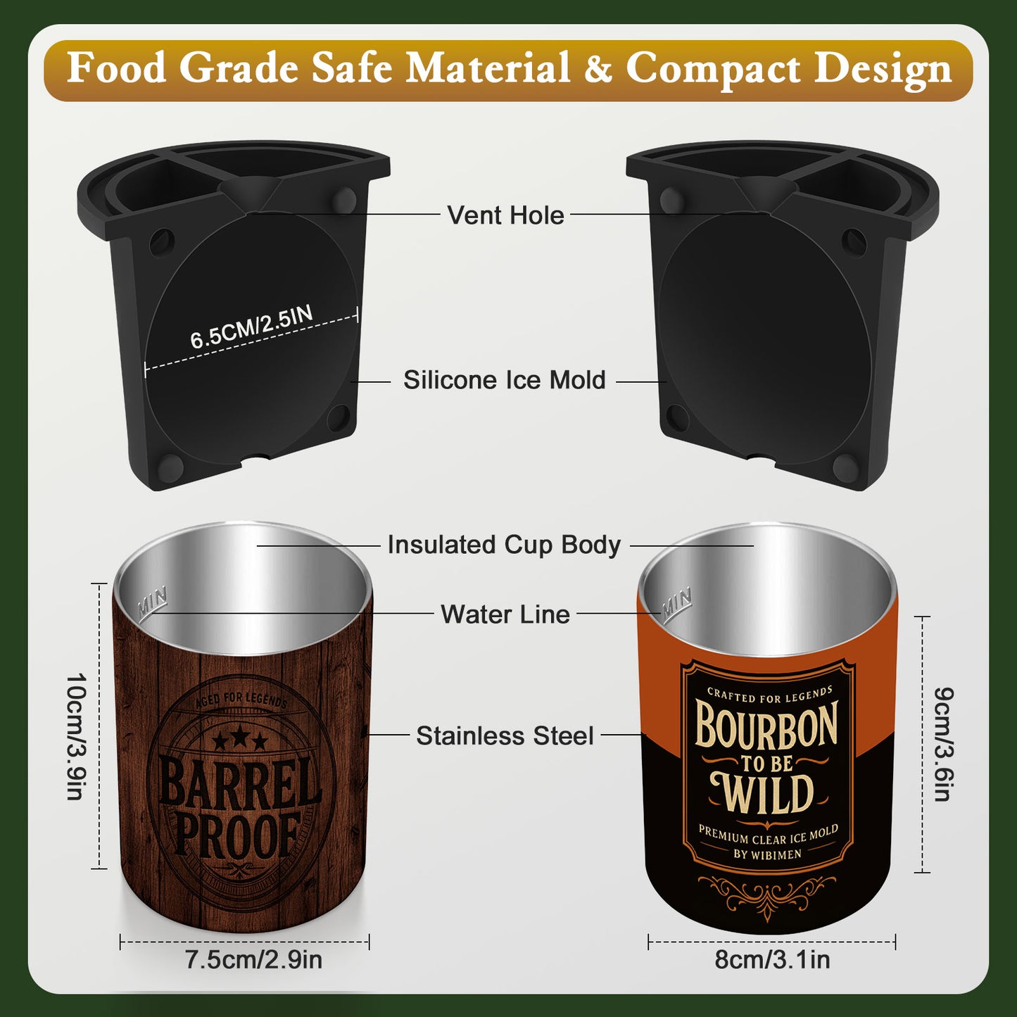 Holiday Gift Set - 2 Ice Makers - Wood Barrel & Wild Bourbon - WIBIMEN