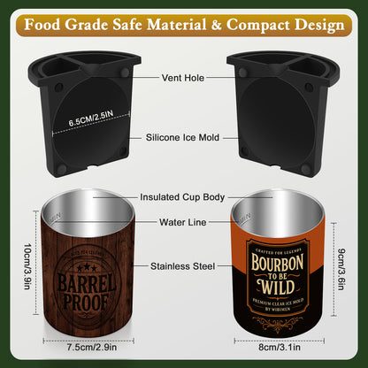 Holiday Gift Set - 2 Ice Makers - Wood Barrel & Wild Bourbon - WIBIMEN