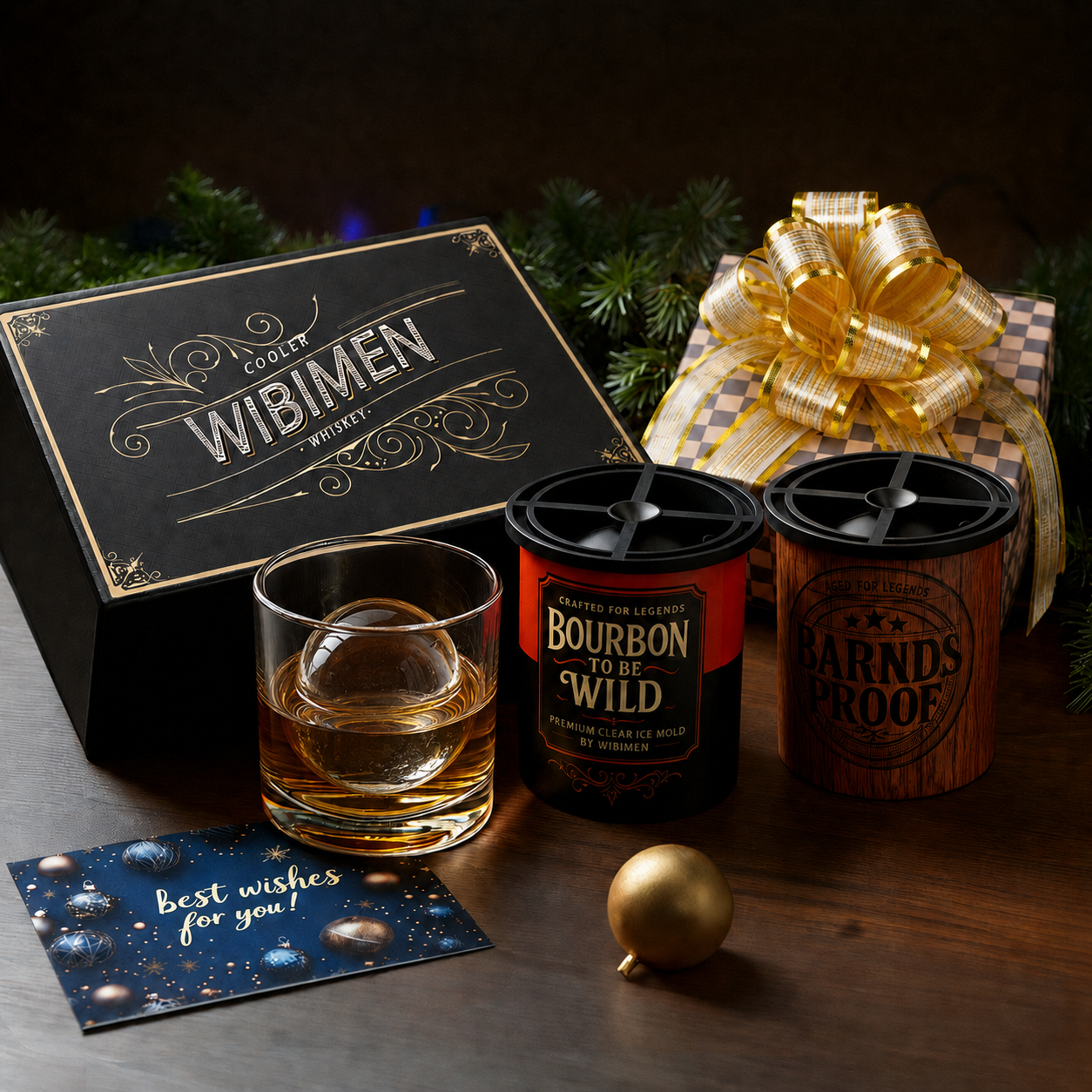 Holiday Gift Set - 2 Ice Makers - Wood Barrel & Wild Bourbon - WIBIMEN