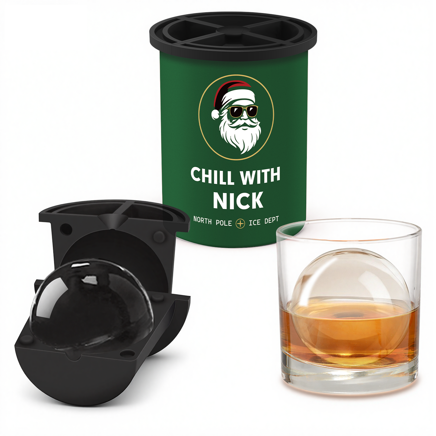Clear Ice Cube Maker - 2.5" Ball - Chill Santa - WIBIMEN