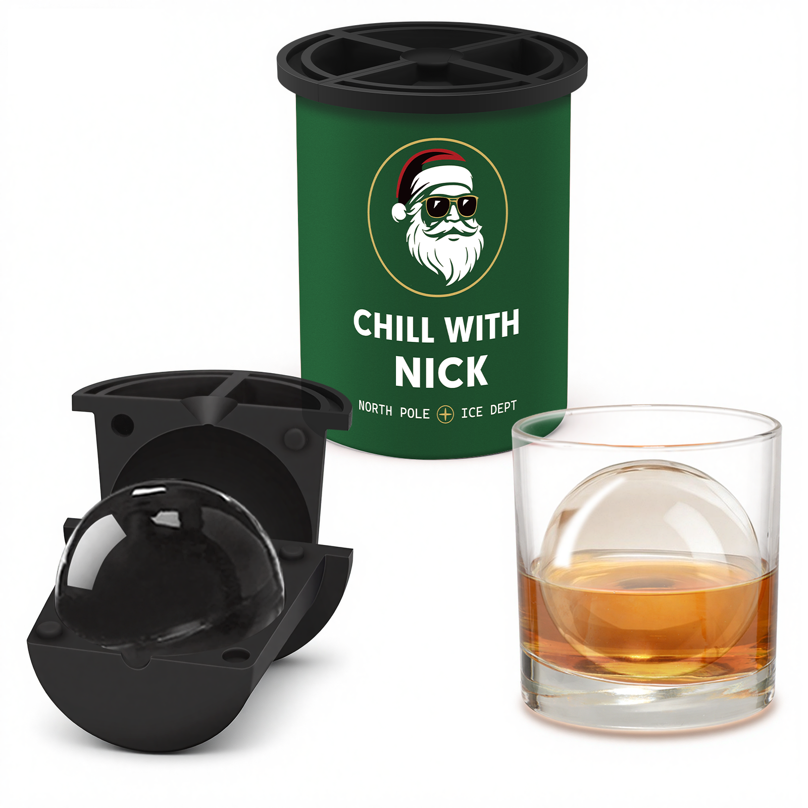 Clear Ice Cube Maker - 2.5" Ball - Chill Santa - WIBIMEN