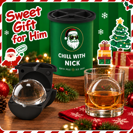 WIBIMEN clear ice ball maker with festive Christmas design