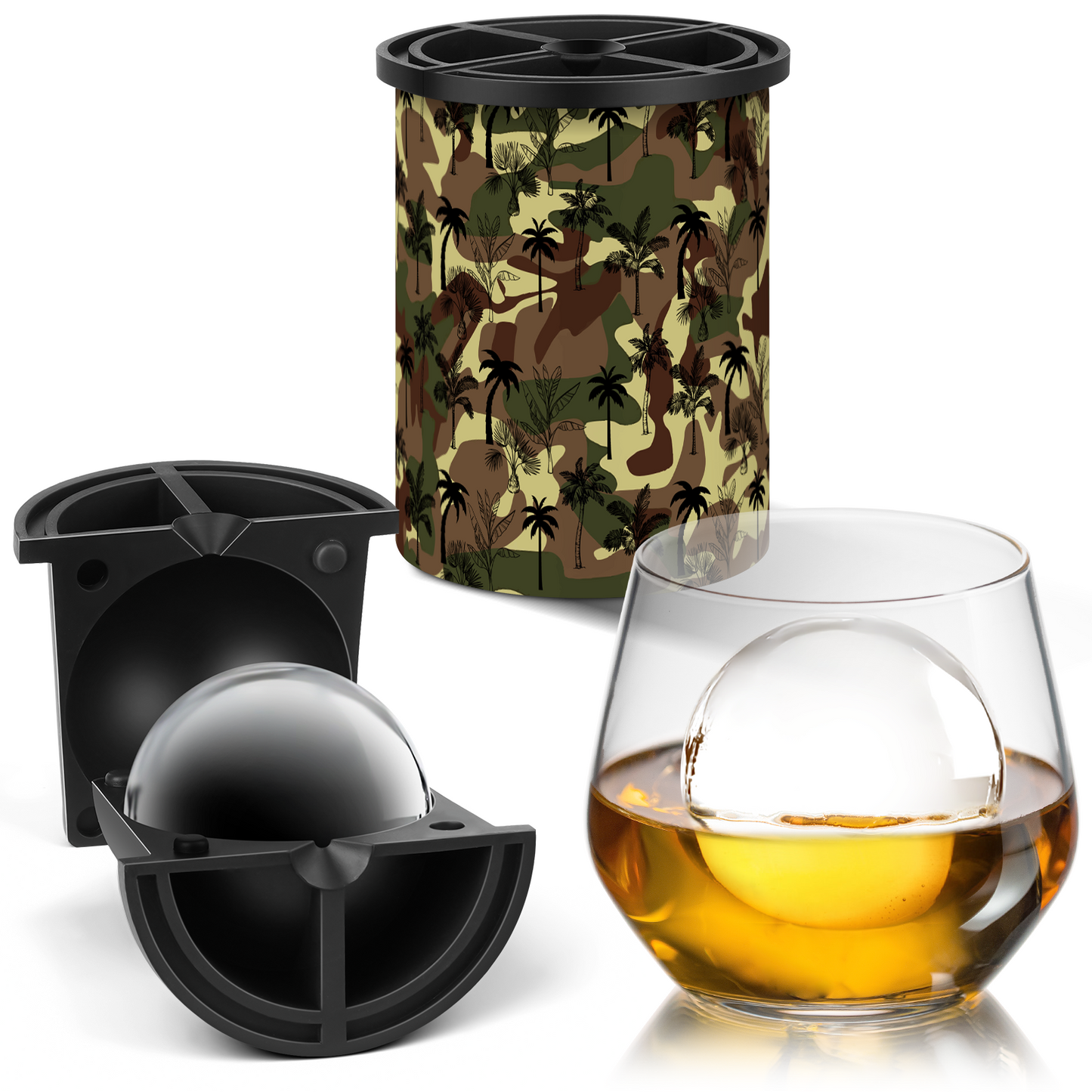 Clear Ice Cube Maker - 2.5" Ball - Palm Camo - WIBIMEN