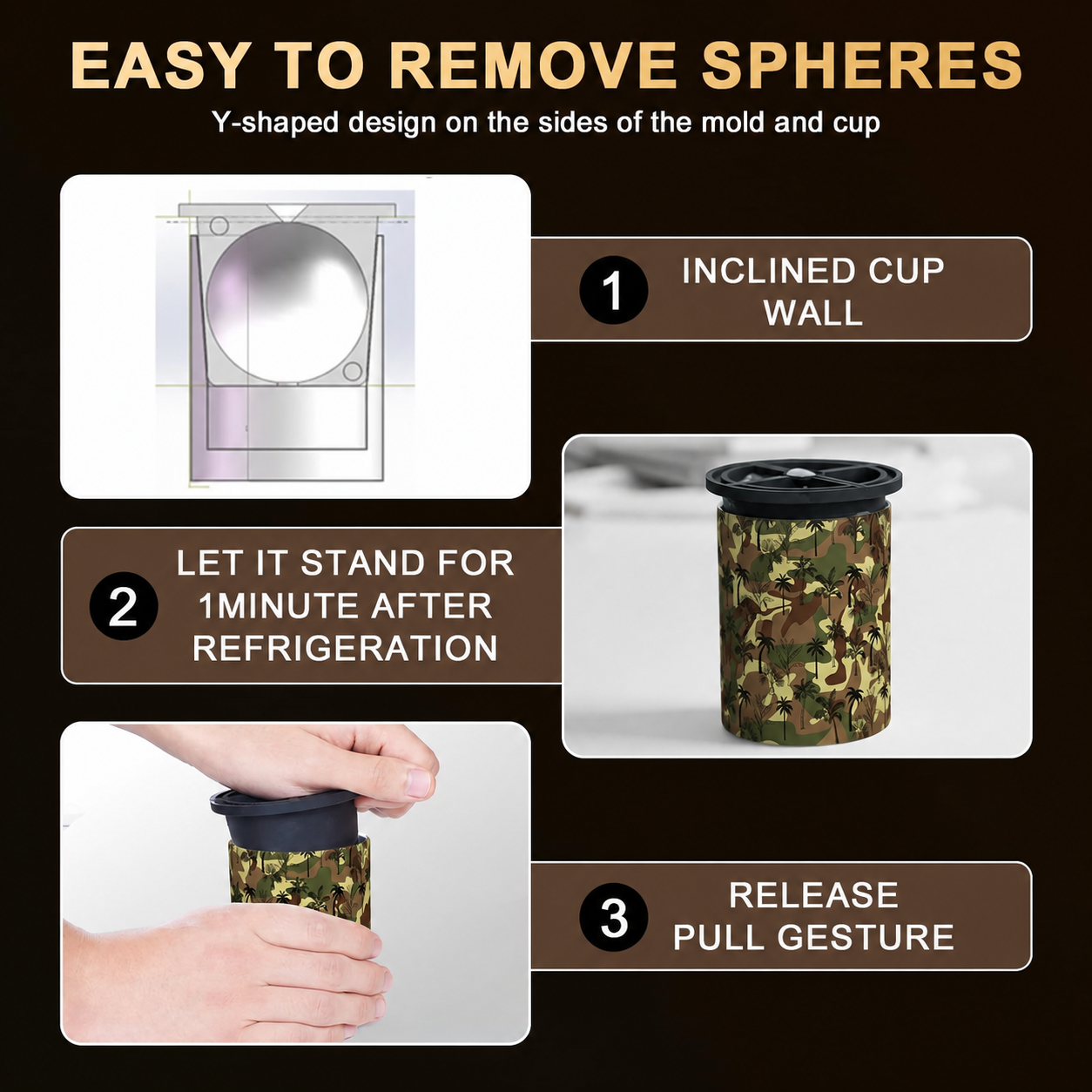 Clear Ice Cube Maker - 2.5" Ball - Palm Camo - WIBIMEN
