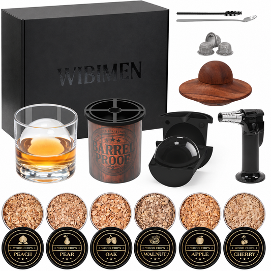 Whiskey Smoker Kit - Ice Maker & Glass - Wood Barrel