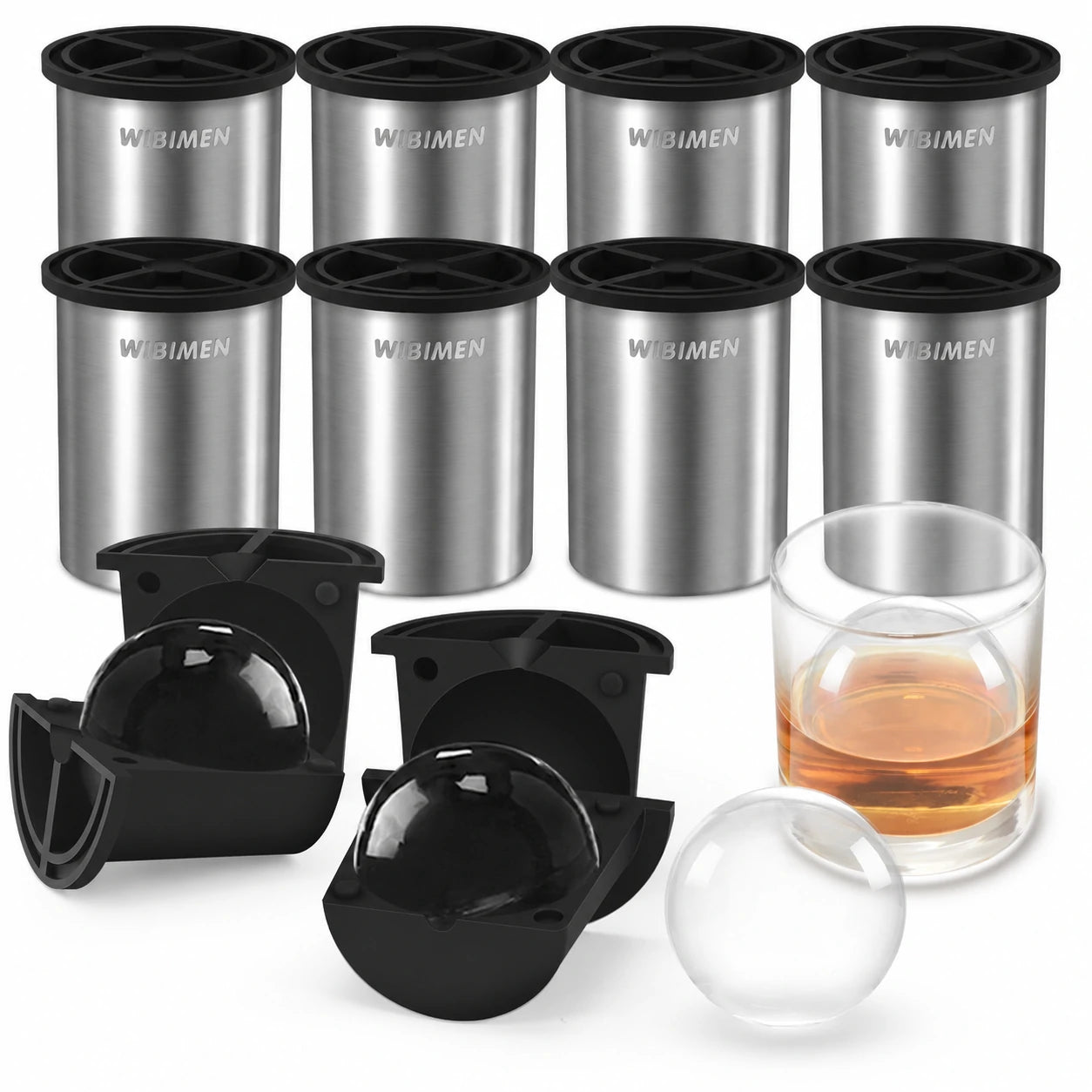 Clear Ice Cube Maker - 2.5" Ball - Stainless Steel - WIBIMEN