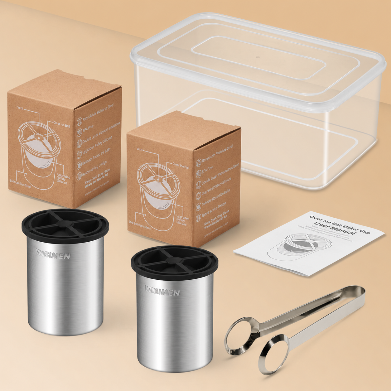 Clear Ice Cube Maker - Stainless Steel - 2" Skull
