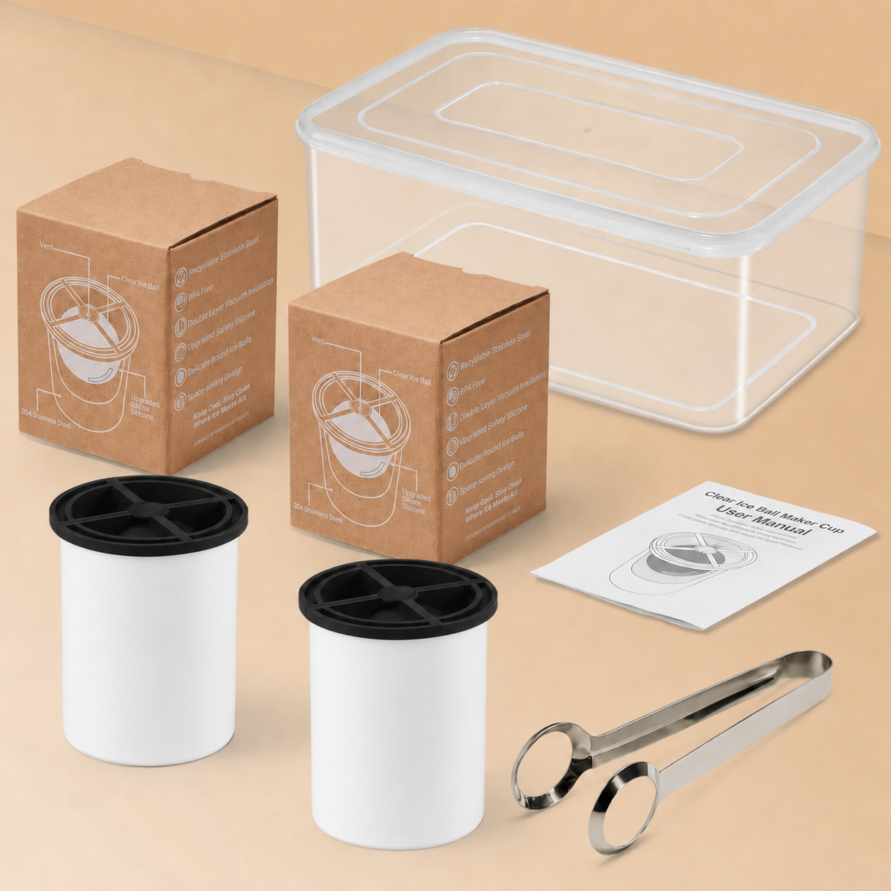 Clear Ice Cube Maker - 2.5" Ball - White - WIBIMEN