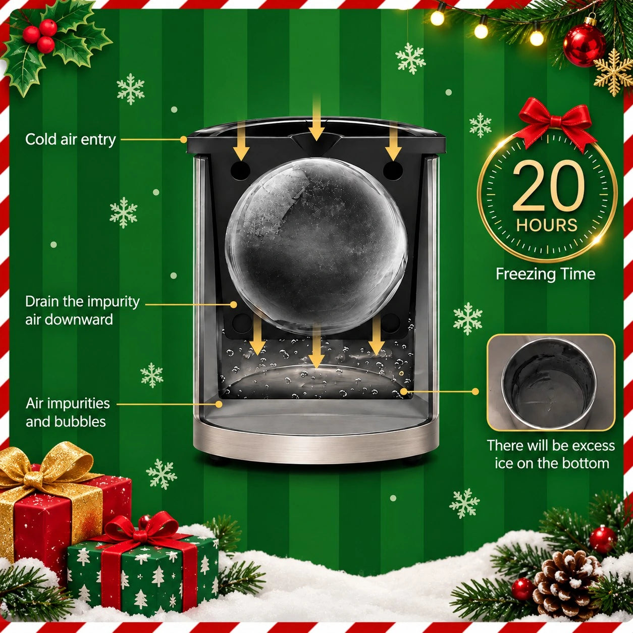 How the clear ice sphere maker freezes a clear ice ball