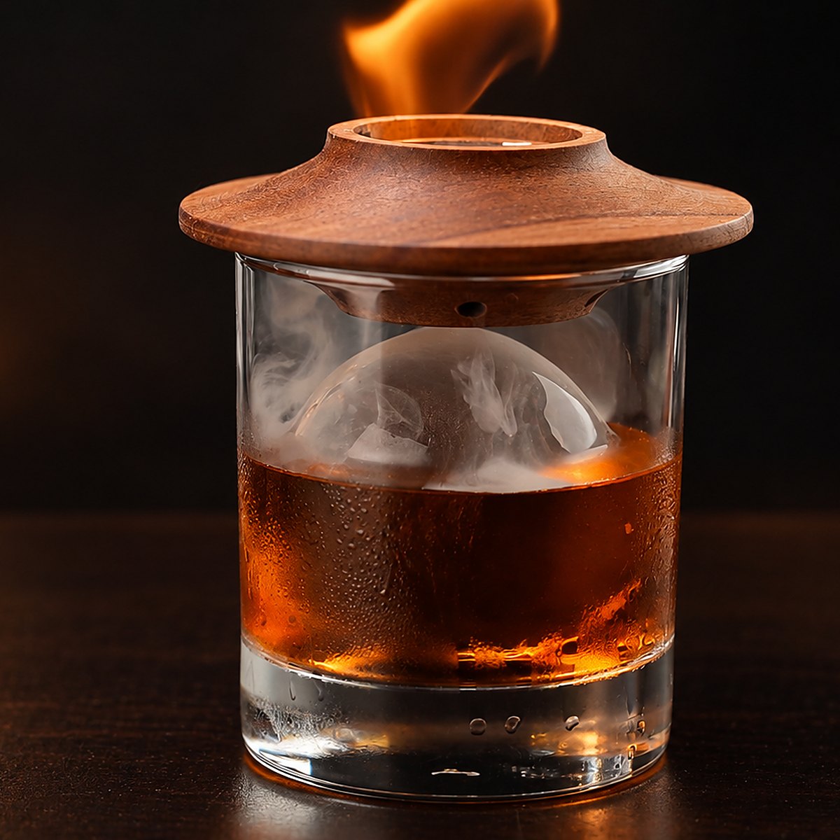 Wood chips burning and producing aromatic smoke